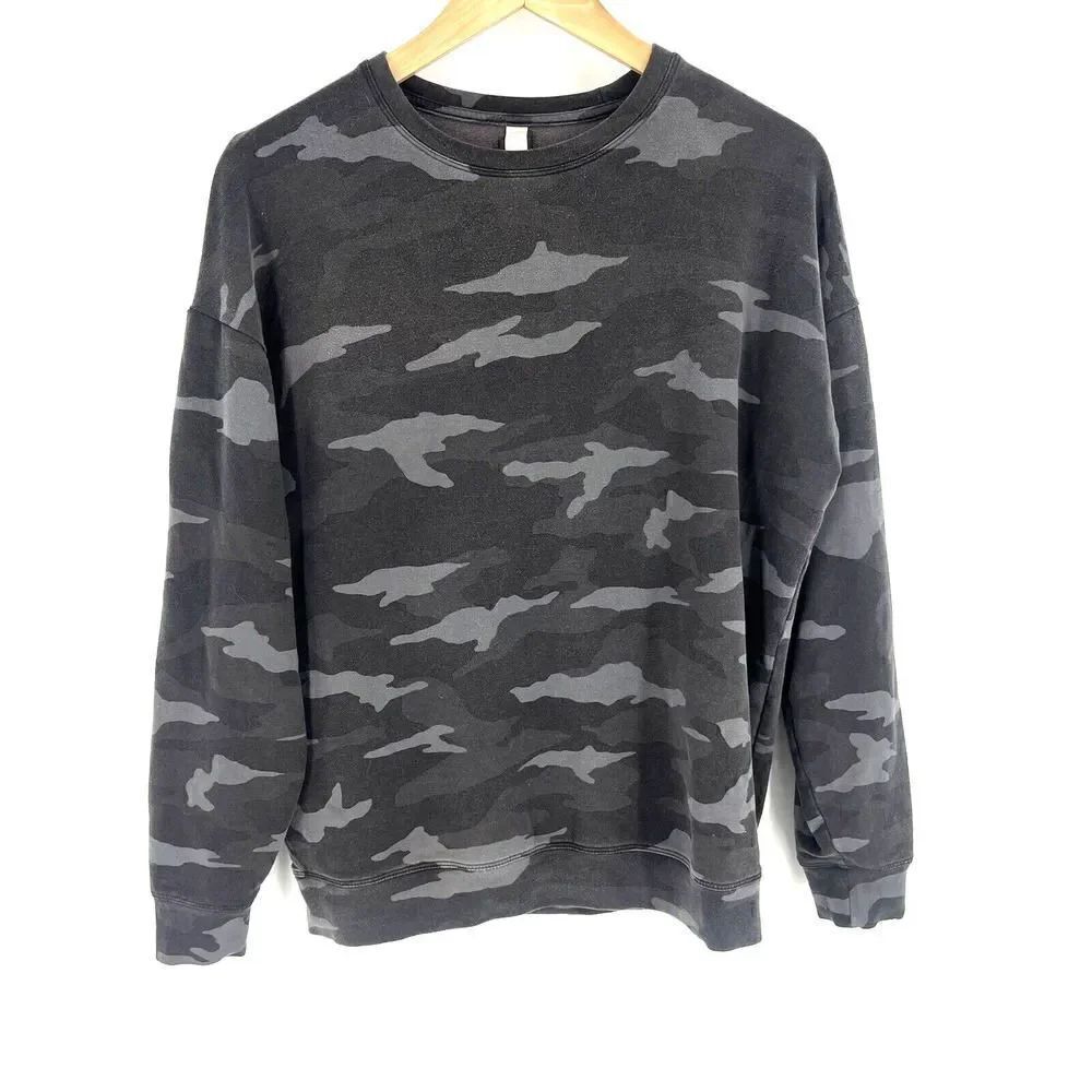 Athleta Sweatshirt Size Small Womens Black Gray Studio To Street Camo Shirt Top